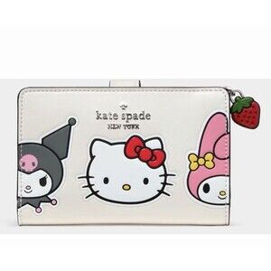 Kate Spade X Hello Kitty Friends MY MELODY Kuromi Medium Bifold Wallet KN892 NWT